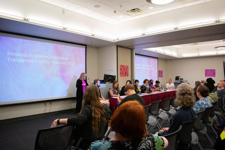 Students and community members speak at the Breaking the Silence event on Monday. 