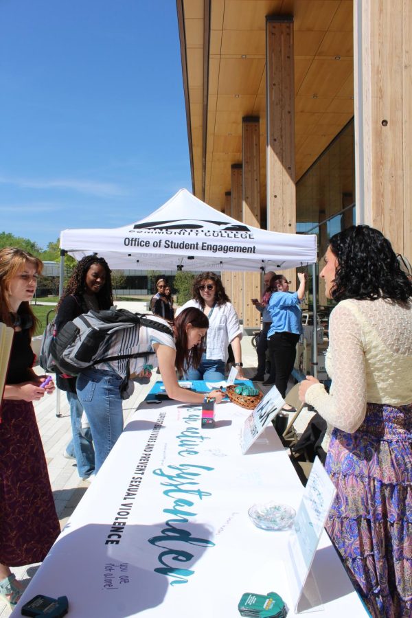 Students at the Day of Action event on Wednesday. 