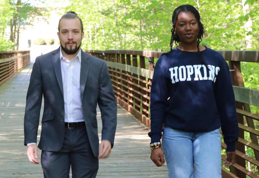 Two candidates are running to become president of the Student Government Association. They are Zack Buster, left, and Rabiyatou Bah. Online elections are May 1-5 on the Nest.
