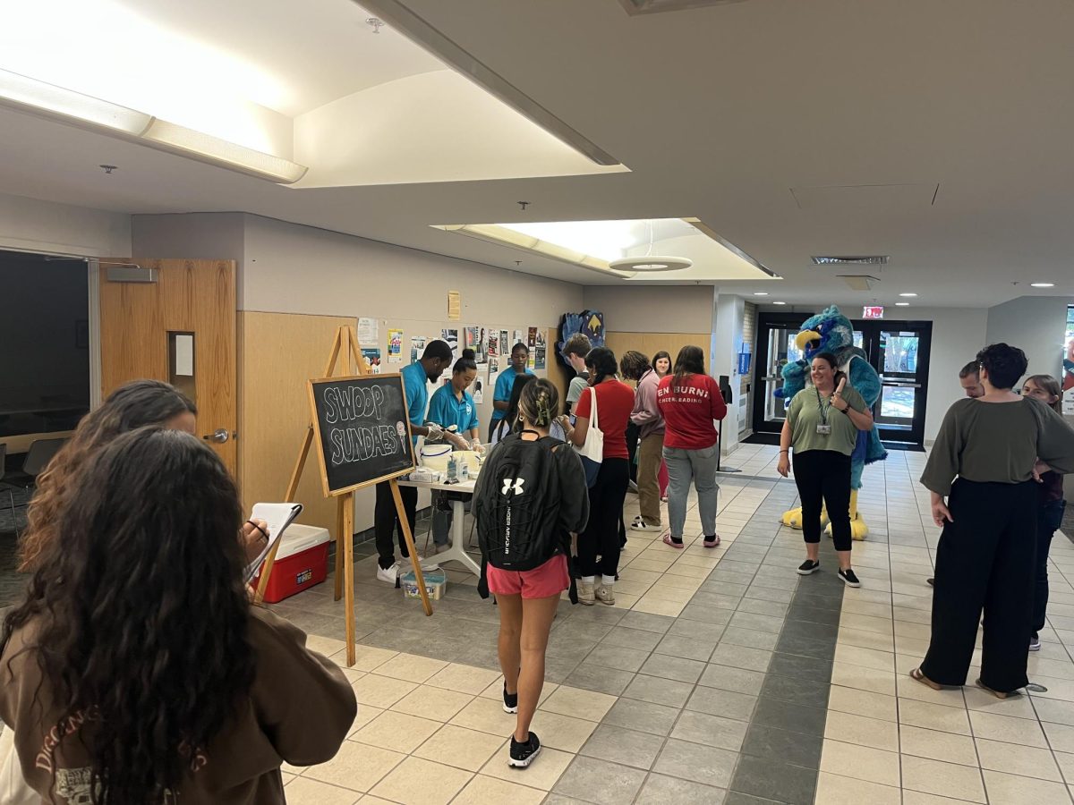 SGA gave out free ice cream sundaes to students at an event on Wednesday.