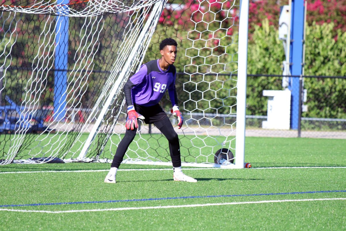 Men’s soccer goalie Jayeim Blake relocated to the U.S. to play for the Riverhawks.
