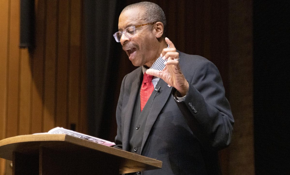 E. Ethelbert Miller speaking at a Writers Reading event on Tuesday.