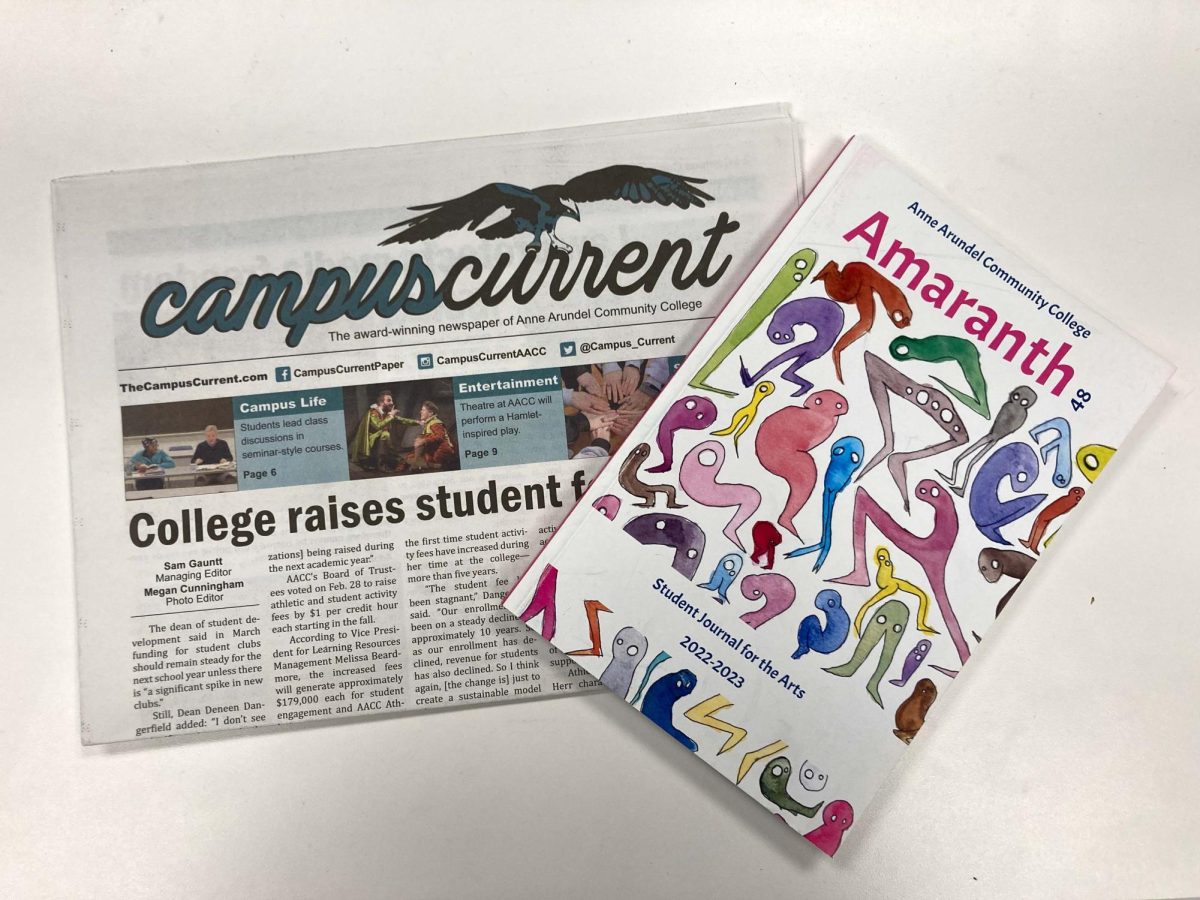 Amaranth, AACC's student literary magazine, and Campus Current, the student newspaper, win national awards for last year's publications.