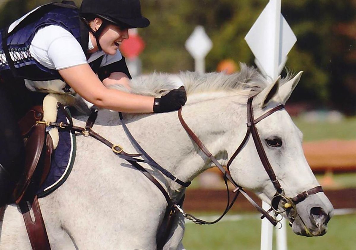 AACC testing coordinator Kelly Fay works full time at the college during the week and lives a second life as an equestrian on the weekend. Photo courtesy of Kelly Fay.