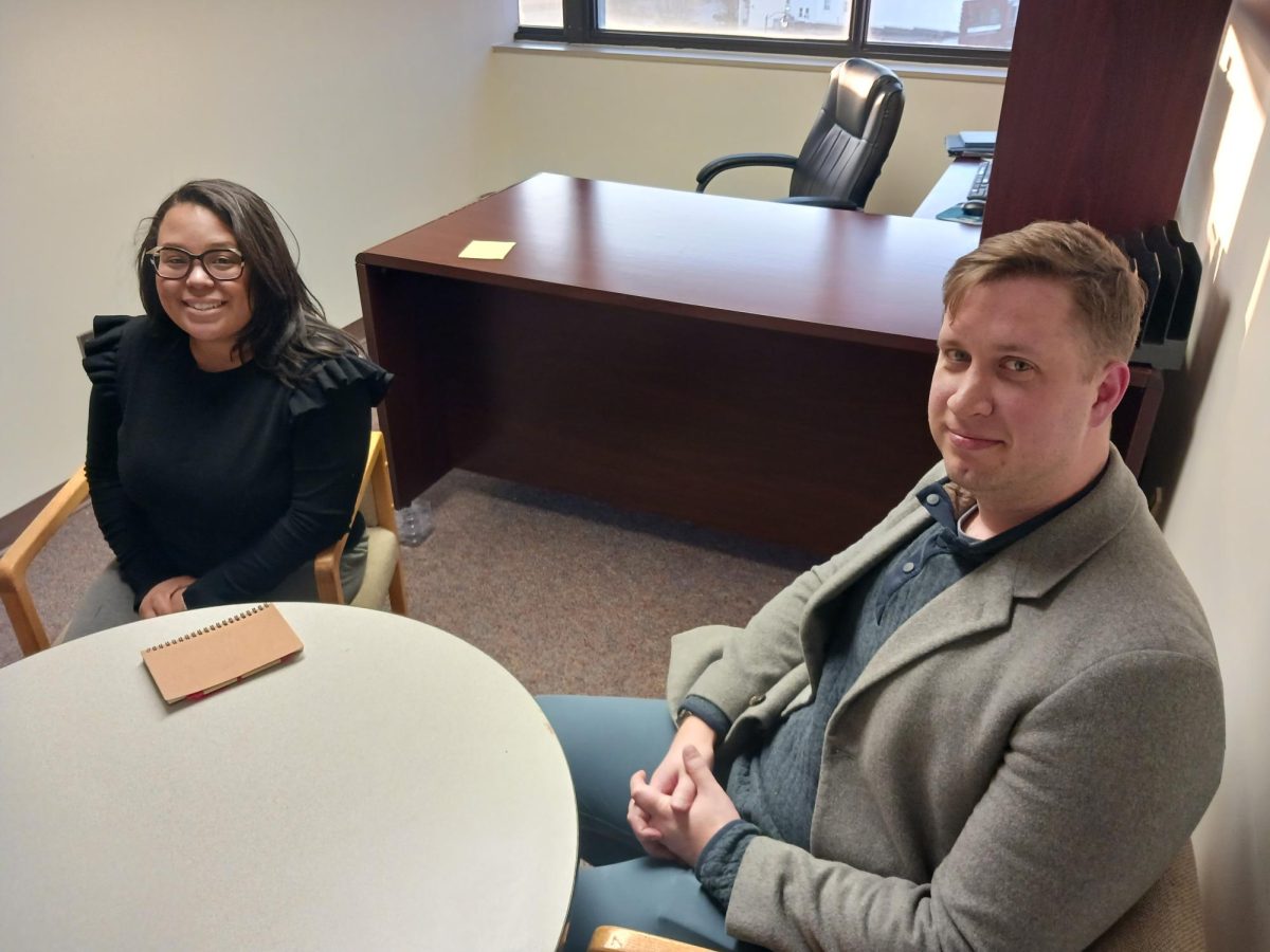 The Legal Self-Help Clinic started in Spring 2023 of last year and has had over a dozen student volunteers. Shown, second-year paralegal student Heather Sowa (left) and volunteer lawyer Morgan Winn. 