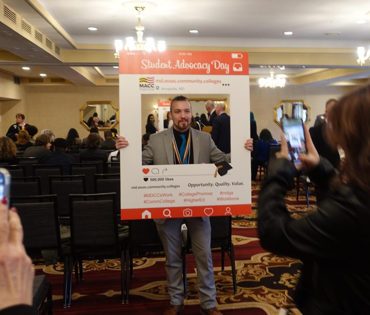 Student Government Association President Zack Buster is one of a group of AACC students who met with state legislators on Student Advocacy Day.