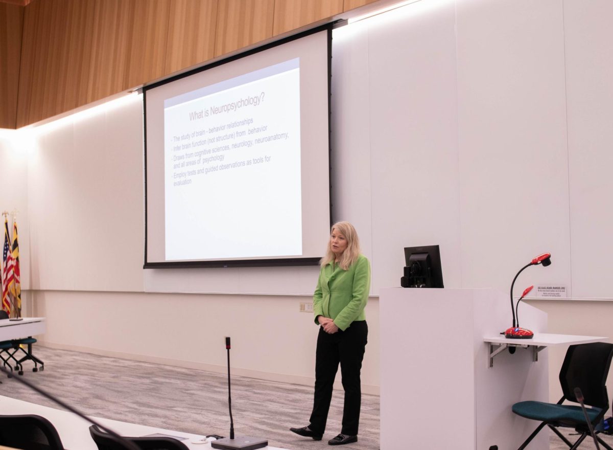 Julie OReily, a licensed clinical psychologist specializing in neuropsychology, gives a guest lecture at AACC.