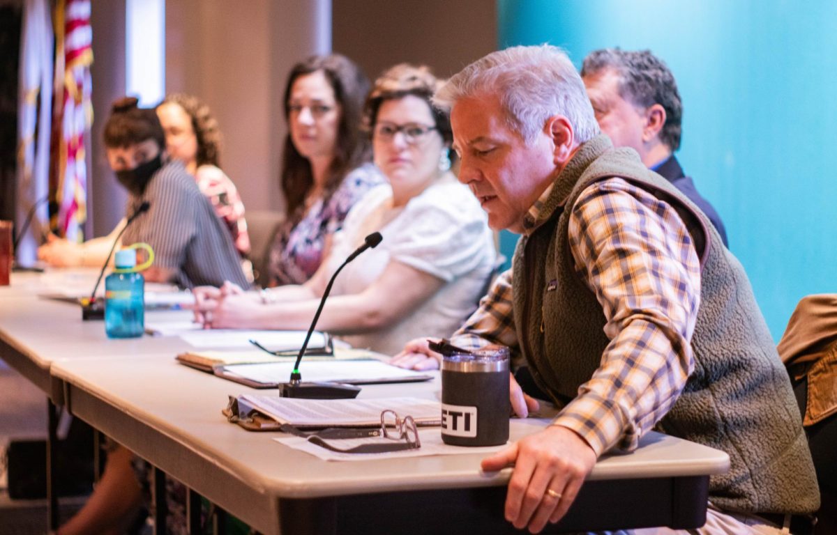 English professor Steve Canaday speaks about banned books in an open forum on Wednesday.