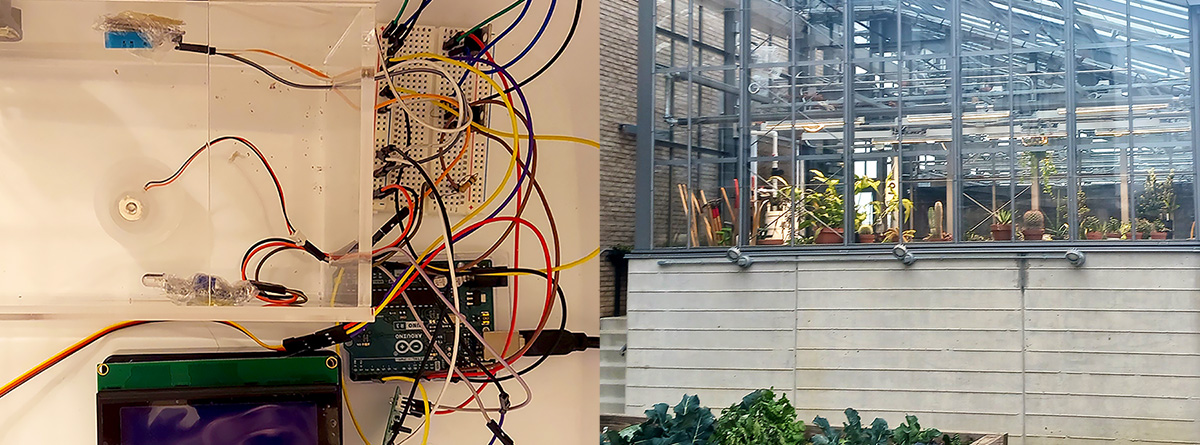 Second-year engineering student Jonathan Simmons made a replica of the inner workings of the campus greenhouse.
Second-year engineering student Jonathan Simmons made a replica of the inner workings of the campus greenhouse.
Photos by Jonathan Simmons (left) and Divine Mesumbe (right).
