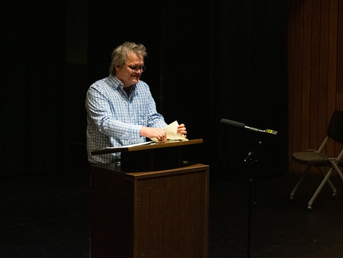 Gary Dop, an award-winning writer, read his poems at the final Writers Reading event of the semester.
