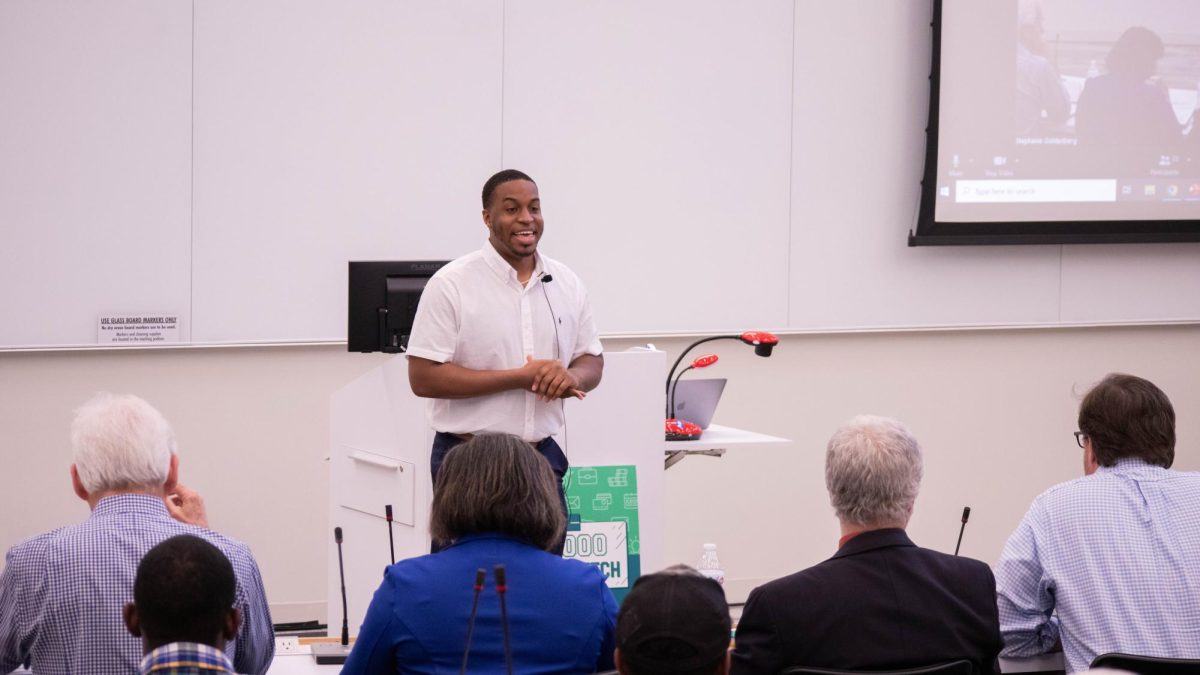 NKobe Turner, a second-year business administration student, pitched his pie business Grandmas Southern Pies at a competition on Tuesday.