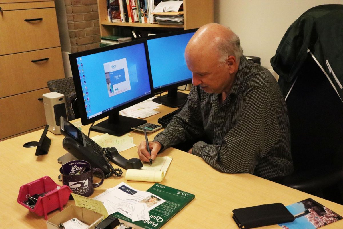 A March survey of Anne Arundel County residents reveals mixed opinions on President Trump’s government downsizing. Shown, political science professor Dan Nataf, who conducted a survey that asked about AI use.
