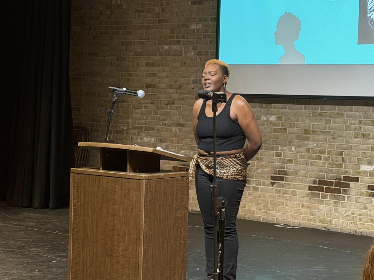First-year gender and sexuality student Mahogany Johnson singing "Endangered Species" by Dianne Reeves.